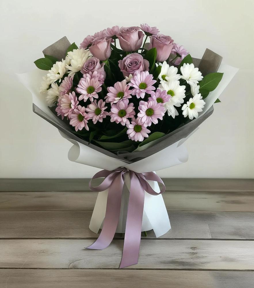 Букет цветов из: Хризантемы и Розы в Ярославской Краснодарский край
