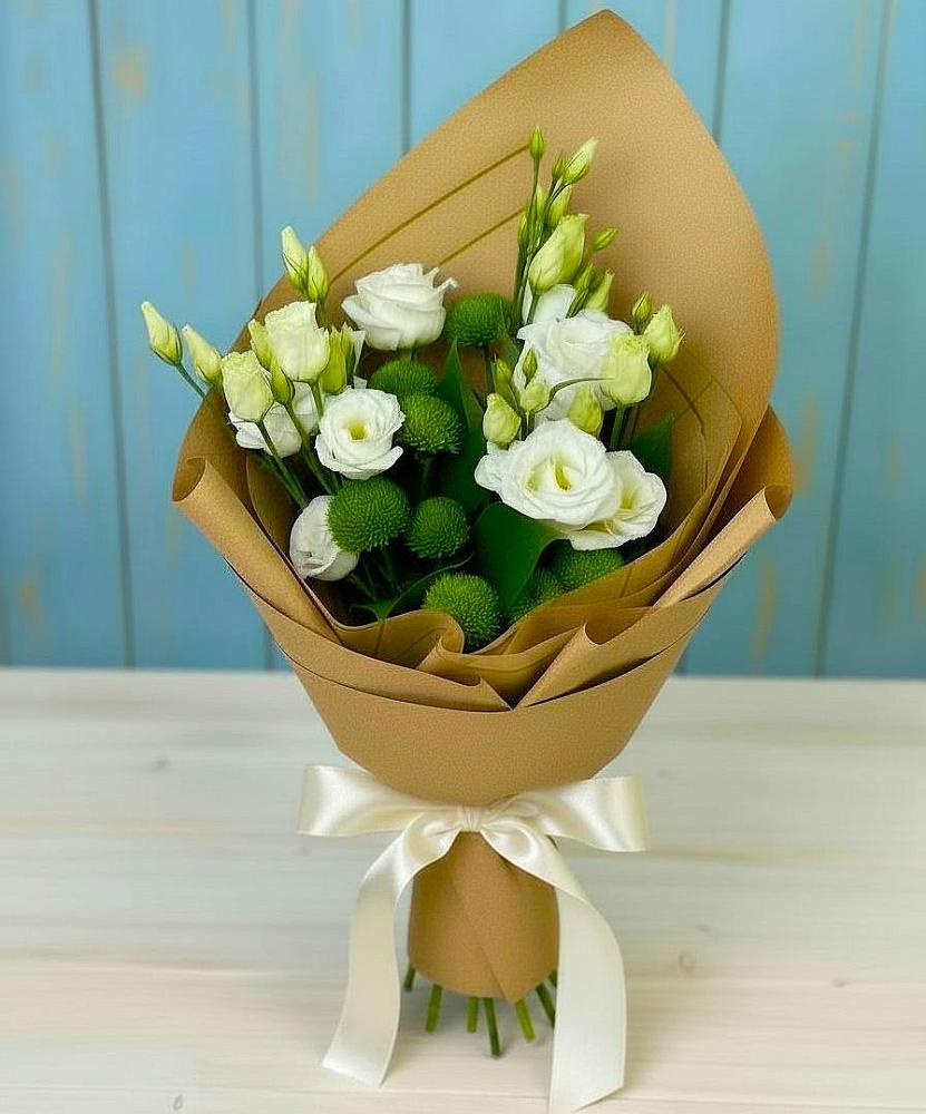 Букет цветов из: Хризантемы и Лизиантусы в Ярославской Краснодарский край