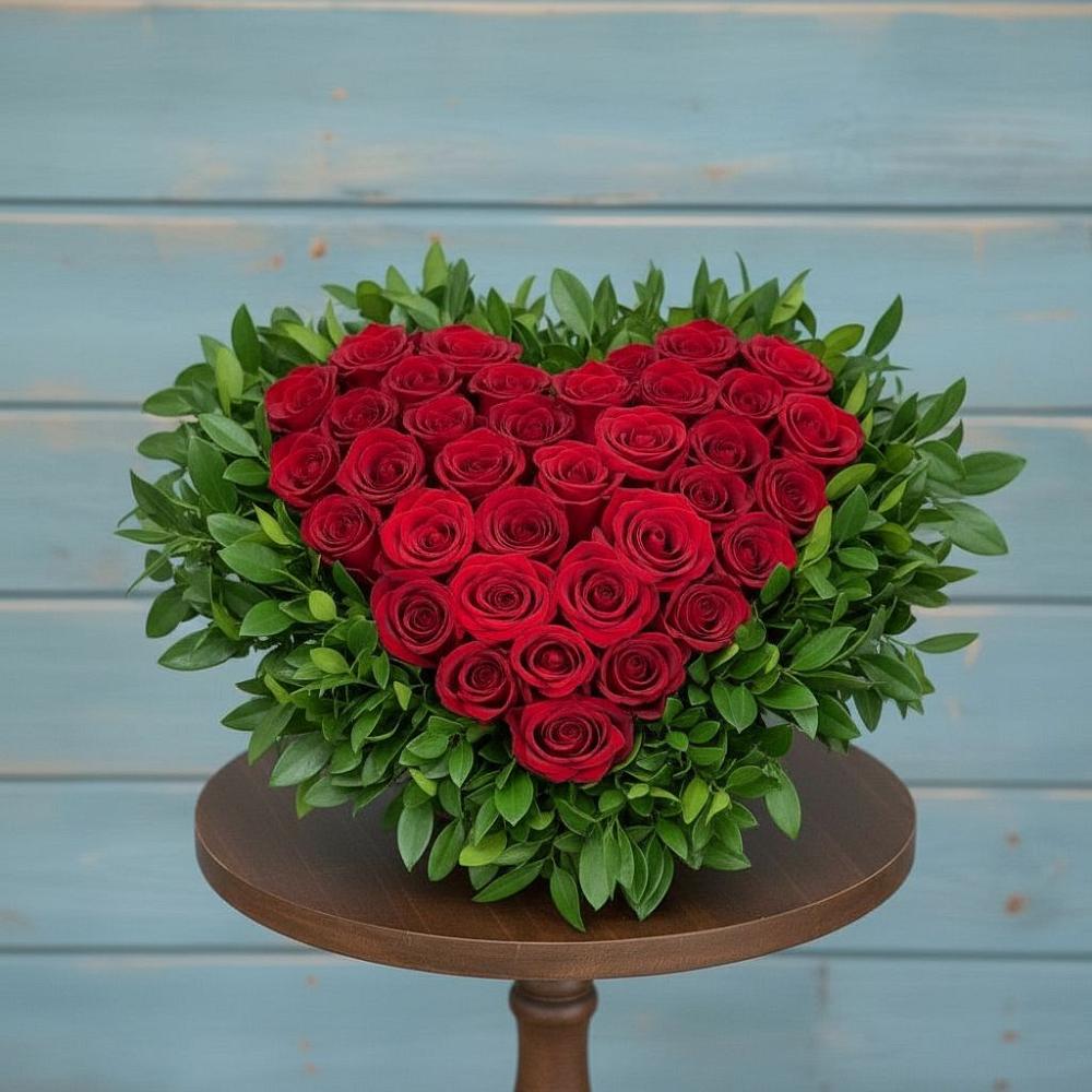 Цветочная композиция из Розы в виде сердца в Ярославской Краснодарский край