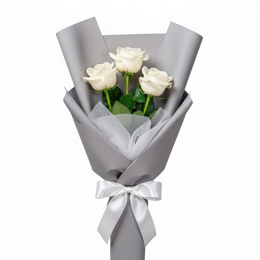 Букет 3 белые розы в Ярославской Краснодарский край