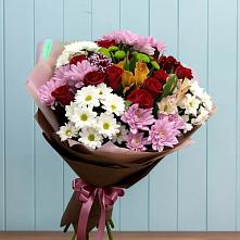 Букет цветов из:  Розы, Хризантемы и Альстромерии в Ярославской Краснодарский край