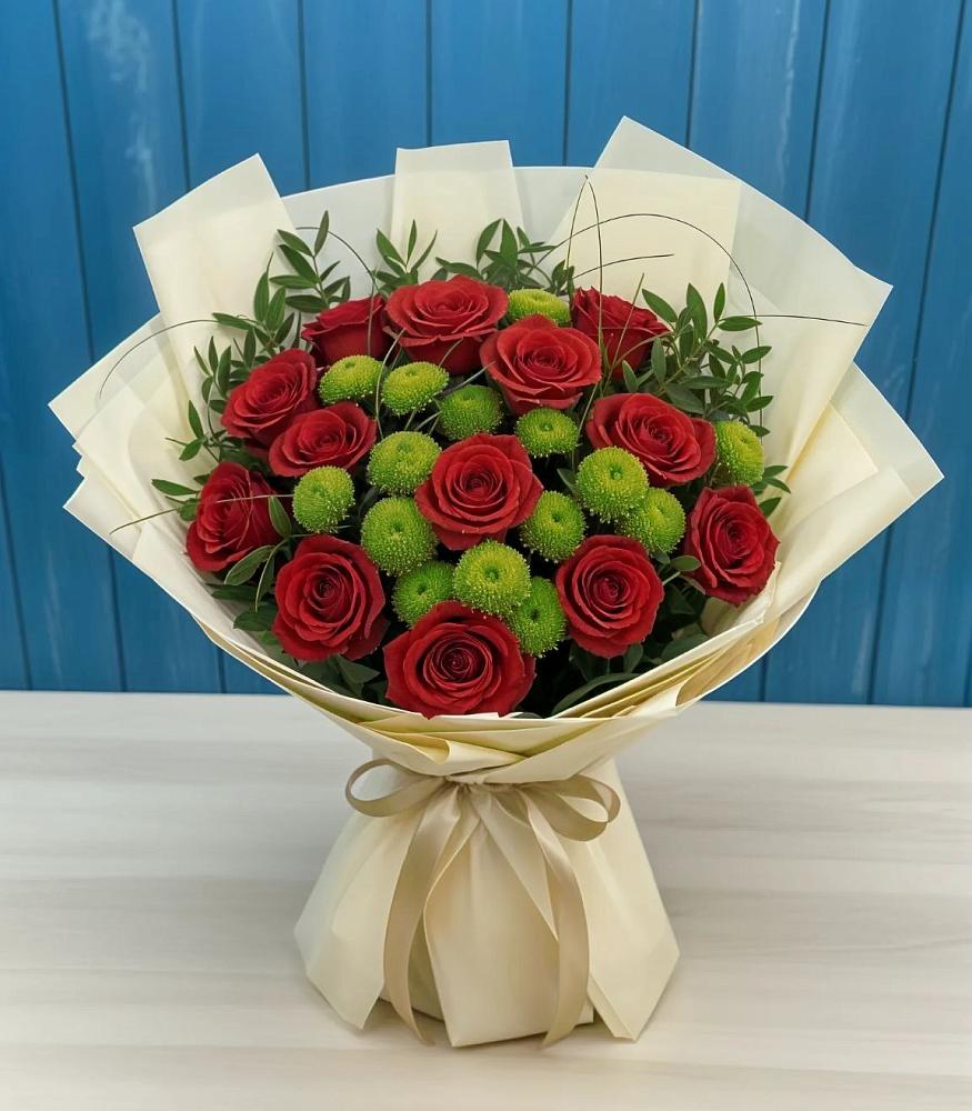 Букет цветов из: Розы и Хризантемы в Ярославской Краснодарский край