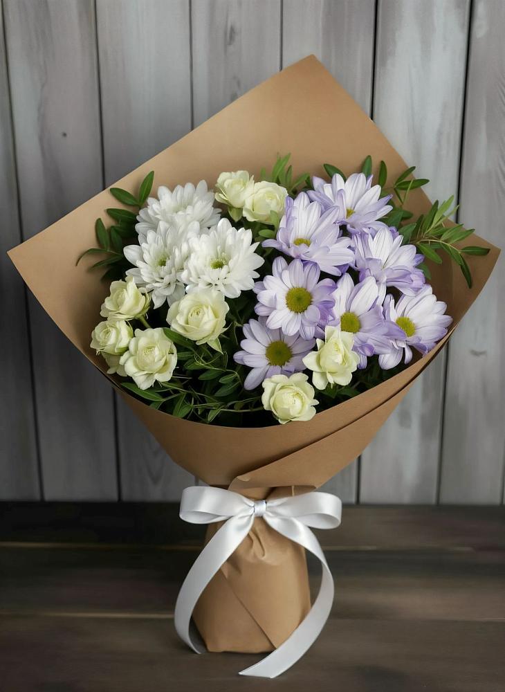 Букет цветов из: Хризантемы и Розы в Ярославской Краснодарский край