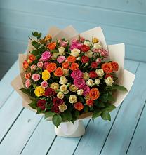 Букет Микс из разноцветных кустовых роз в Ярославской Краснодарский край